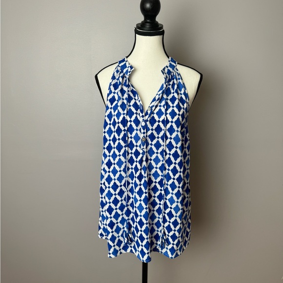 Mud Pie Tops - Mud Pie blue/cobalt and white flowy sleeveless blouse size small